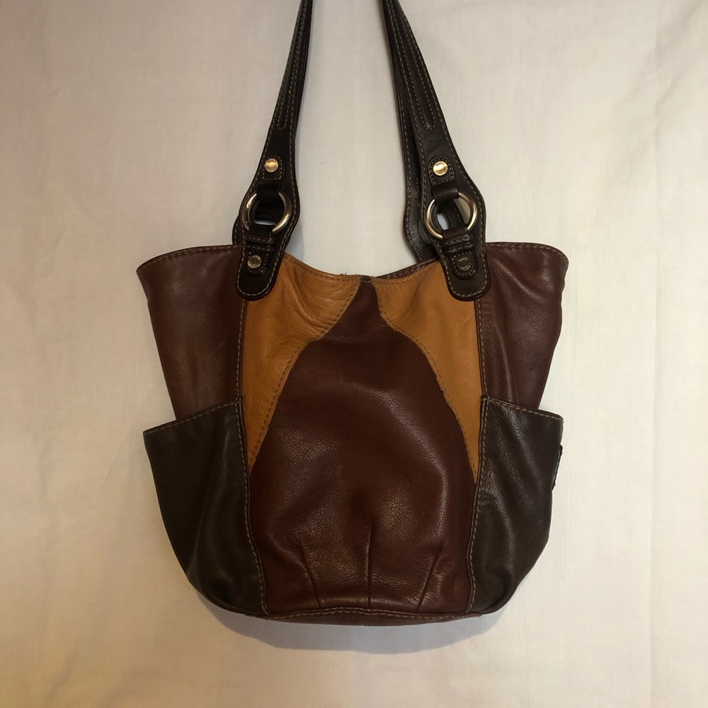 Tignanello Brown Patch Leather Shoulder Handbag - Picture 11 of 11